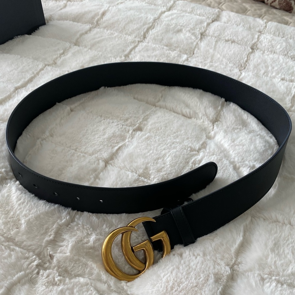 Gucci GG Marmont Leather Belt with Shiny Buckle size 95